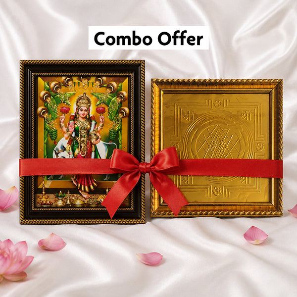 Griha Lakshmi and Sri Chakra Yantra combo gift set tied with red ribbon