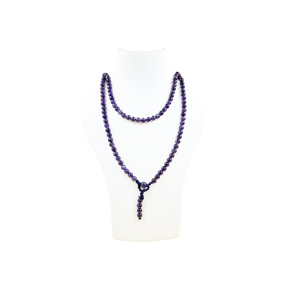 Amethyst Crystal Mala - Prayer Beads for Meditation, Yoga & Chakra Healing