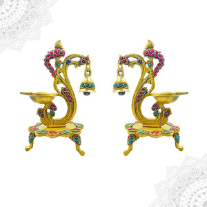 Brass Diya with Antique Design (Set of 2)