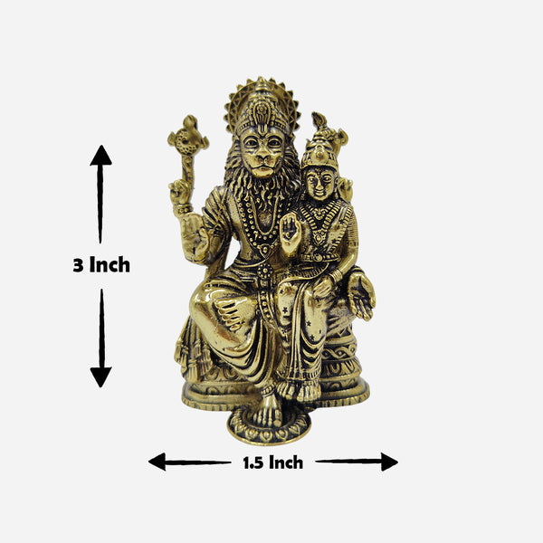 Brass Lakshmi Narasimha Idol Dimensions 3 Inch Height and 1.5 Inch Width with Size Guide