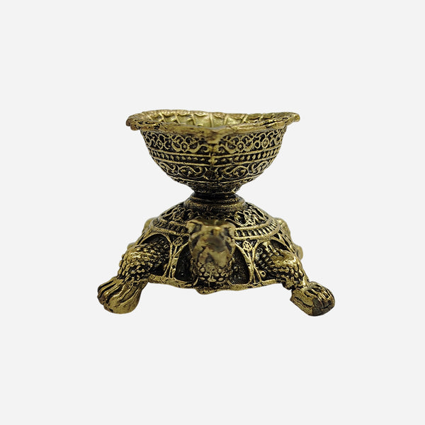 Brass Turtle Diya antique brass Kurma oil lamp for home temple pooja and Vastu