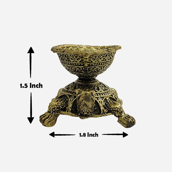 Brass Turtle Diya dimensions 1.5 inch height and 1.8 inch width antique brass oil lamp