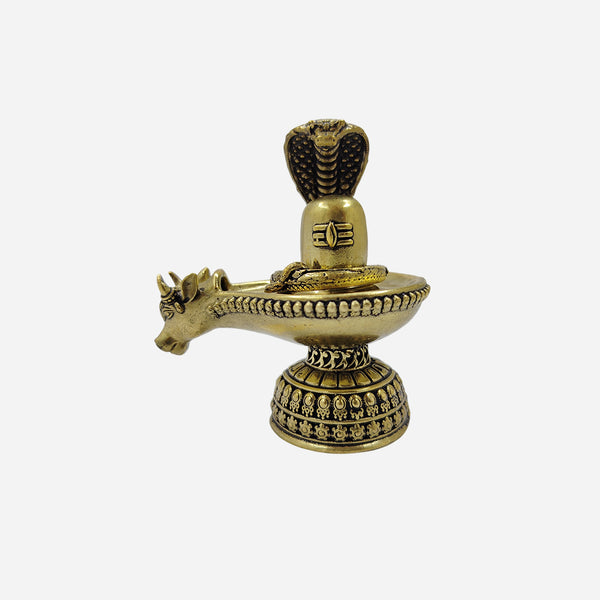 Traditional antique brass Shiva Lingam with Nandi for daily worship