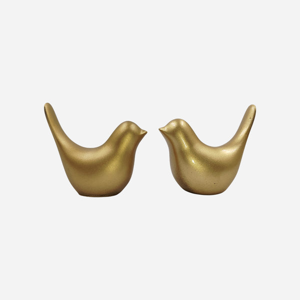 Gold Fibre Bird Decor Set