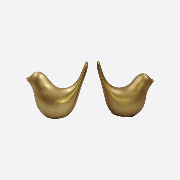 Gold Fibre Bird Decor Set