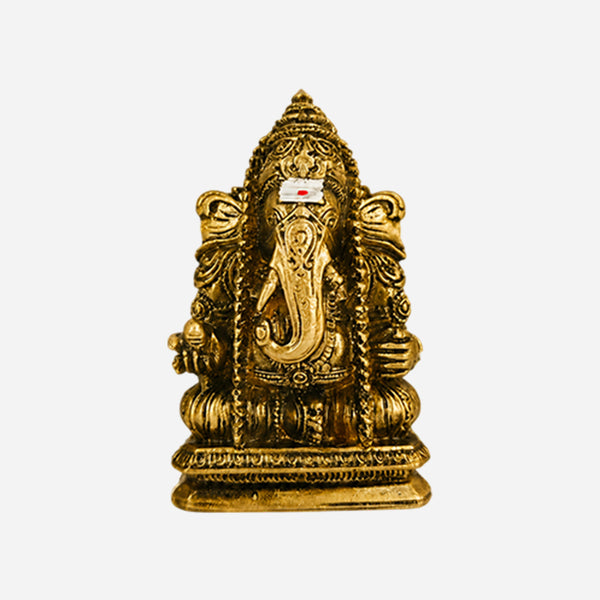 Karpaga Vinayagar brass finish Ganesha idol front view