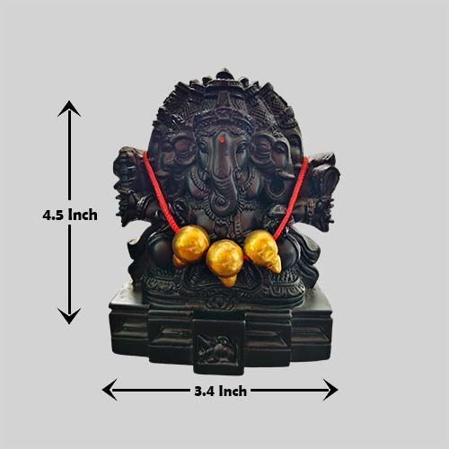 Karpaga Vinayagar fiber statue showing 4.5 inch height and 3.4 inch width dimensions