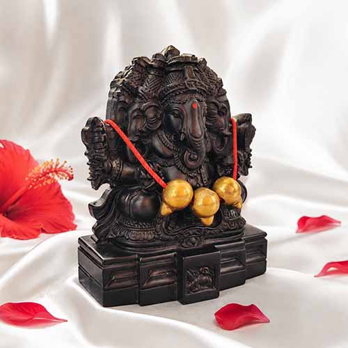 Karpaga Vinayagar fiber statue side view with intricate traditional detailing