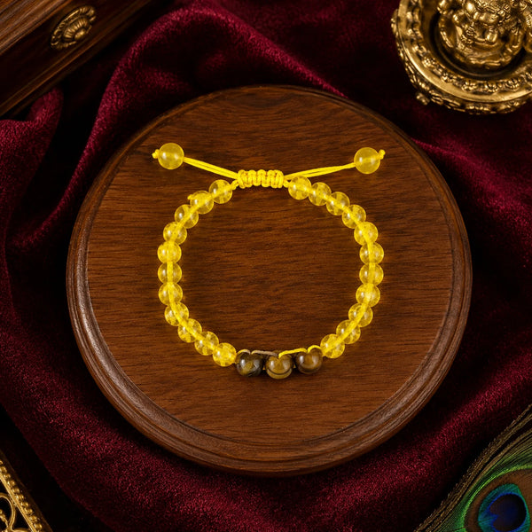 Guru Shakti Bracelet | Natural Citrine & Tiger's Eye Adjustable Crystal Bracelet