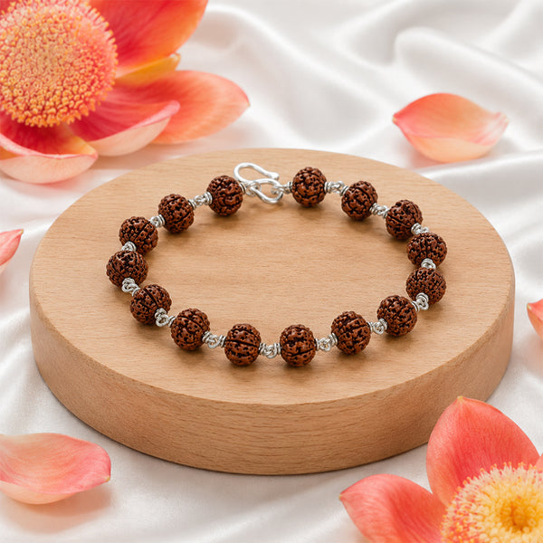 5 Face Rudraksha Silver Bracelet