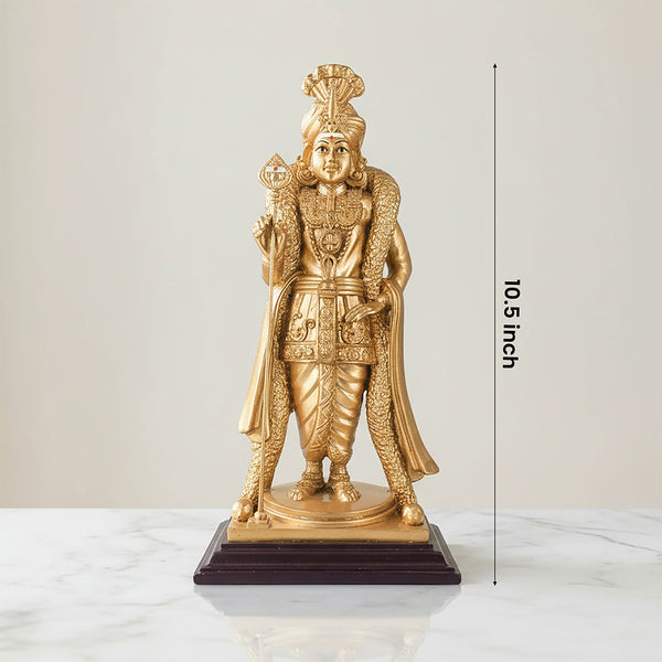 Palani Raja Murugan Statue & Silver Vel with Dome Display Stand