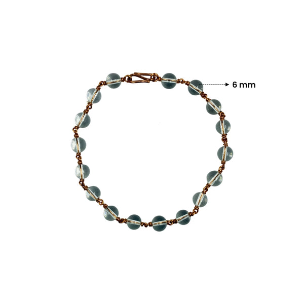 6mm Spadigam Sphatik Clear Quartz beads wrapped in handcrafted copper wire.