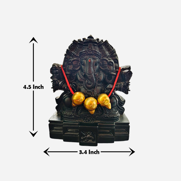 Trimukhi Ganesha idol size chart 4.5 inch height 3.4 inch width
