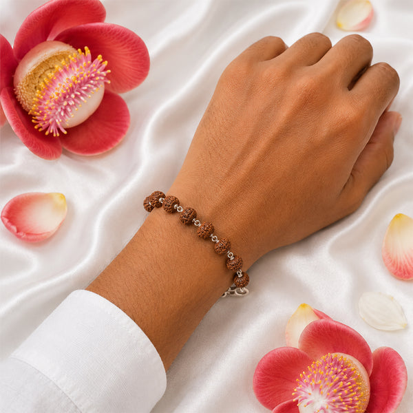 5 Face Rudraksha Silver Bracelet