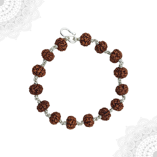 Five Face Rudraksha Silver Bracelet