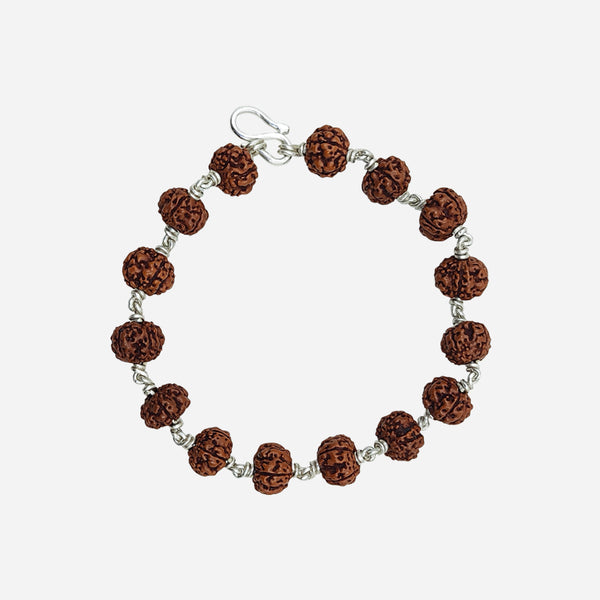 Five Face Rudraksha Silver Bracelet