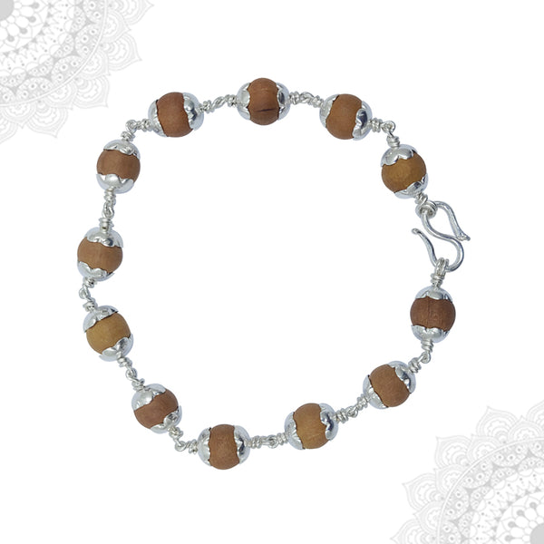 Australian Sandalwood Silver Capped Bracelet